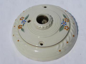 Porcelier ironstone china, antique electric ceiling light fixture, 1920s vintage