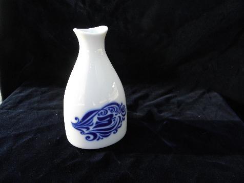 Porsgrund china blue & white porcelain bottle vase, Varefakta pattern