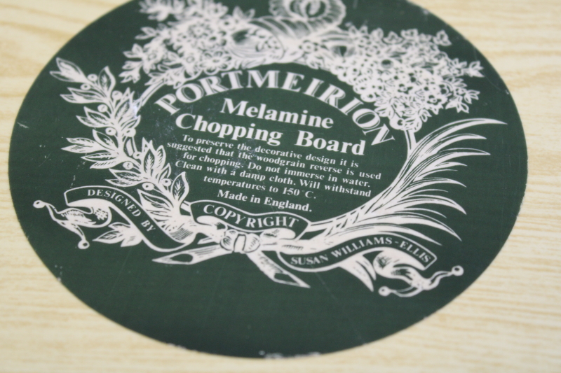 Portmeirion Pomona botanical print apple melamine wood grain cutting board or serving tray