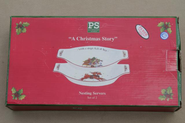 Portmeirion Studio Christmas Story holiday nesting gratin dishes w/ Santa Claus