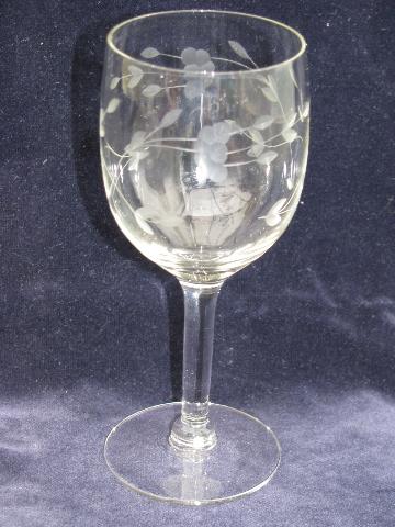 Princess House Heritage floral etched glass wine glasses, set of 8