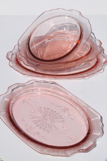 Princess pink depression glass 1930s vintage Anchor Hocking platters & bowls