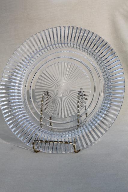 Queen Mary vintage Anchor Hocking depression glass dinner plates, crystal clear