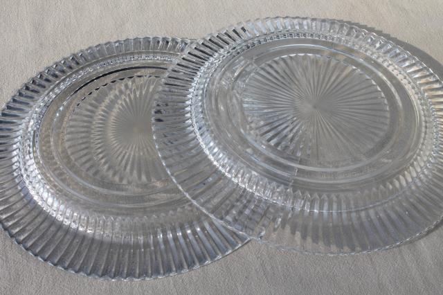 Queen Mary vintage Anchor Hocking depression glass dinner plates, crystal clear