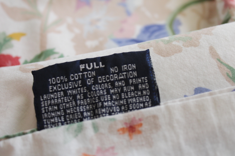 Ralph Lauren Southampton floral print all cotton fabric, vintage flat full bed sheet