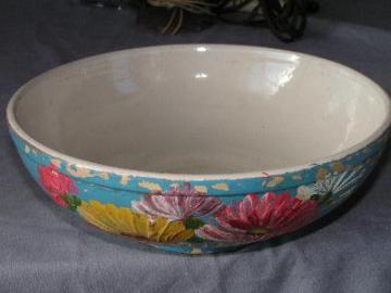 Ransburg pottery vintage stoneware bowl, flowers