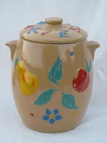 Red Wing pottery, vintage hand-painted stoneware cookie jar