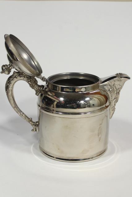 Rochester nickel silver teapot, antique early 1900s vintage railroad table ware