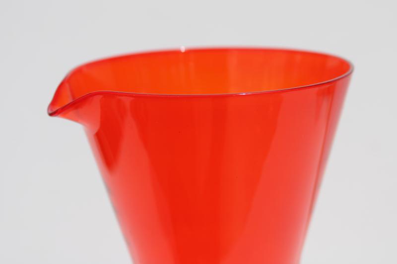 Roost art glass hand blown carafe cocktail pitcher, mod tangerine orange color