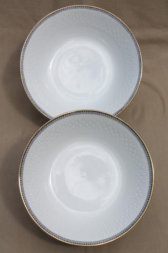Rosiau Winterling Bavaria china serving bowls, black border design on white porcelain