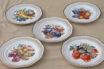 Roslau Winterling Bavaria vintage openwork border ribbon china plates w/ fruit