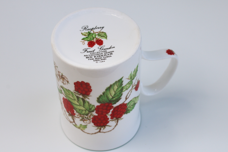 Roy Kirkham Fruit Garden red raspberry botanical print tea mug or coffee cup vintage bone china