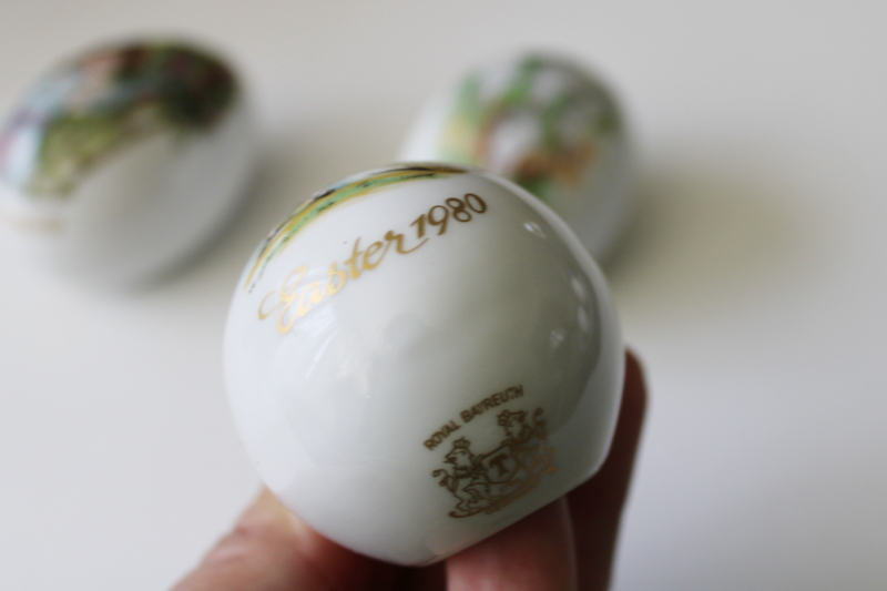 Royal Bayreuth porcelain Easter eggs Victorian style illustrations 1970s 80s vintage