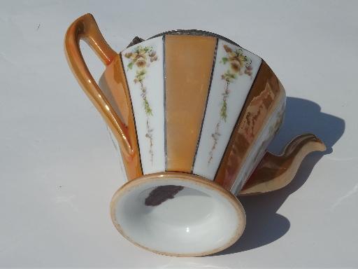 Royal Rochester china teapot w/ tea infuser strainer basket under lid