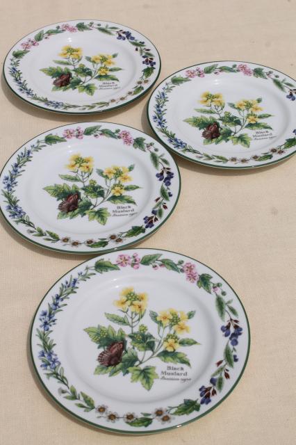 Royal Worcester Herbs Botanical Print China Set Of Cake Plates Made