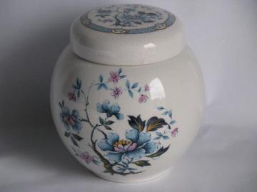 Sadler vintage English china ginger jar, chinese tree peonies & plum blossoms