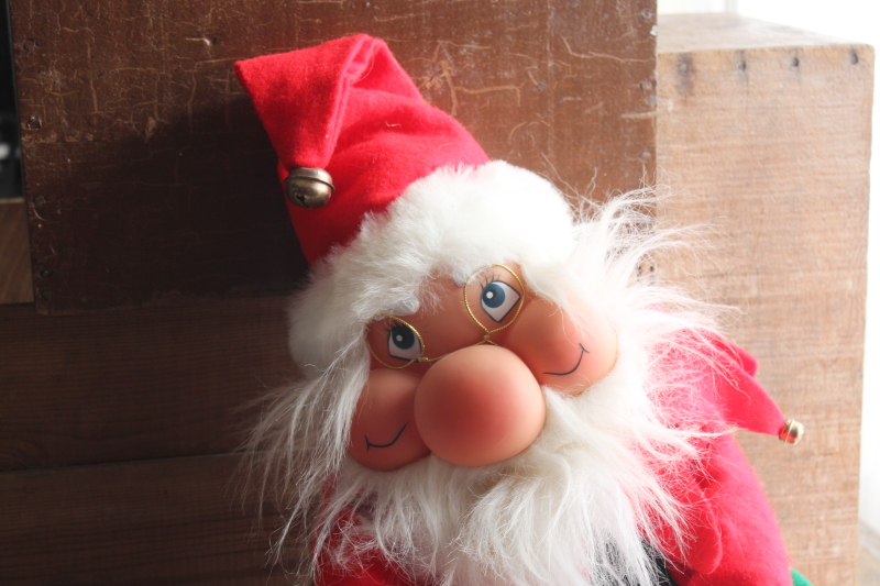 Santas Best elf, large stuffed doll life size sitting elf, retro Christmas decor