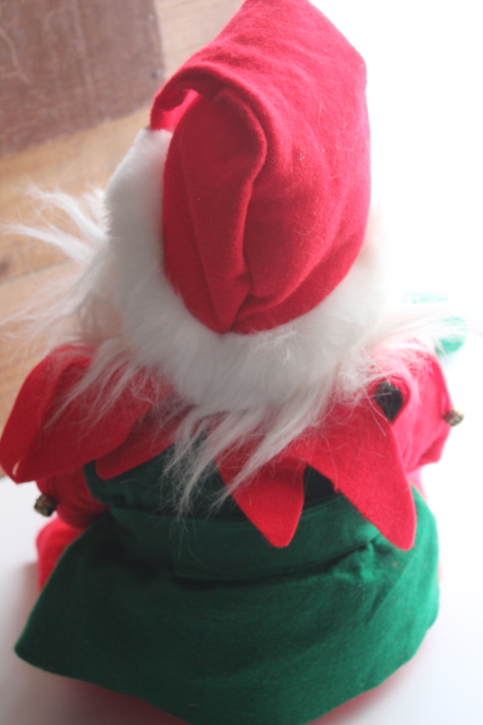 Santas Best elf, large stuffed doll life size sitting elf, retro Christmas decor