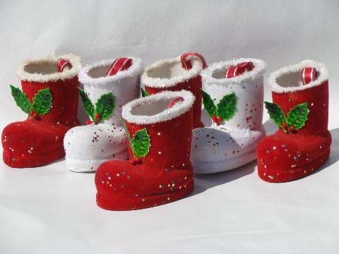 Santa's boots vintage paper candy containers/Christmas tree ornaments