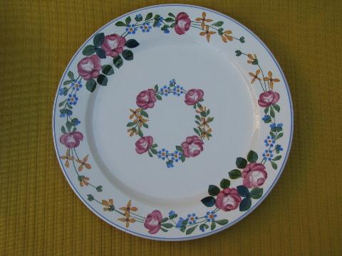 Sarreguemines France vintage hand-painted pottery plates and bowls