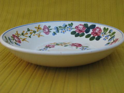 Sarreguemines France vintage hand-painted pottery plates and bowls