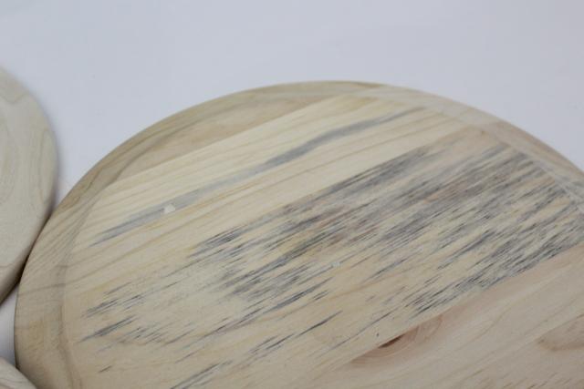 Scandinavian modern style blond wood plates or trays, handcrafted natural raw wood