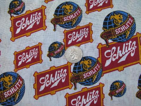 Schlitz beer advertising print vintage cotton fabric