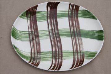 Scottish heather plaid hand-painted tartan ware ceramic platter, vintage Stetson china