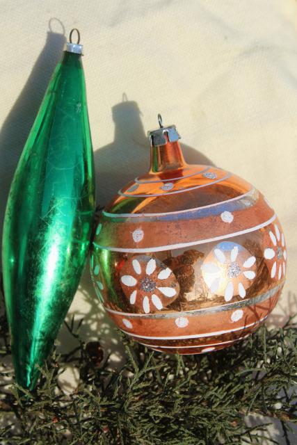 Shiny Brite vintage glass baubles, Christmas tree ornament lot balls & fancy shapes