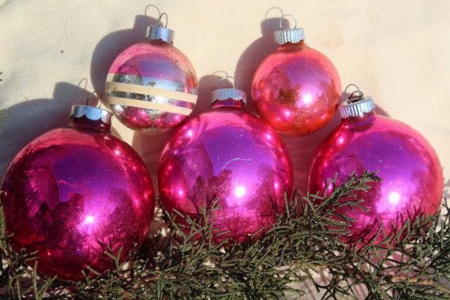 Shiny Brite vintage glass baubles, Christmas tree ornament lot balls & fancy shapes