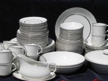 Silver Elegance wedding band English white ironstone china, set for 12
