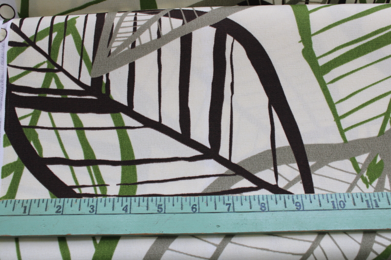 Solarium screen print polyester fabric, outdoor canvas w/ leaves Belize Jasper