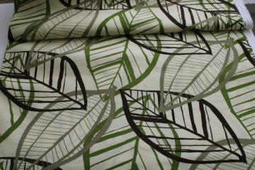 Solarium screen print polyester fabric, outdoor canvas w/ leaves Belize Jasper