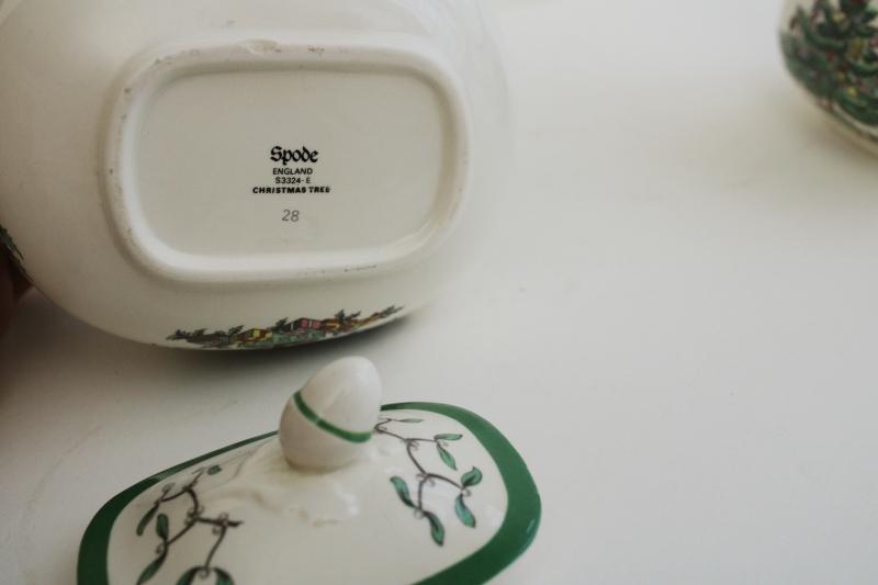 Spode Christmas Tree china cream pitcher & sugar bowl set, Made in England vintage