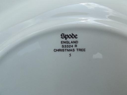 Spode Christmas Tree china, set of 8 Spode England china dinner plates 