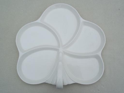 Spode Imperial pure white flower shape tray w/ handle, Impl Spode mark 