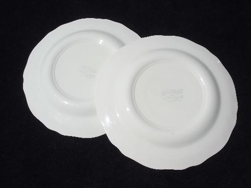 Steubenville floral china plates, Adam Antique embossed border creamware