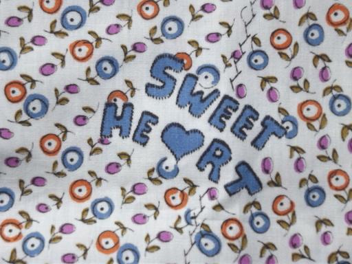 Sweetheart print vintage kitchen cover-up smock w/ paper tag Fruit of the Loom 