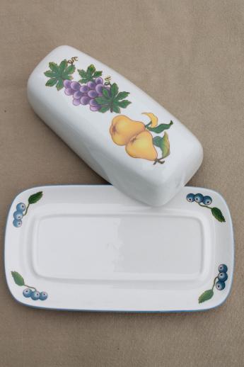 Tabletops Unlimited Essence fruit pottery platter & covered butter dish