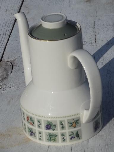 Tapestry fruit and flowers, vintage Royal Doulton china coffee pot