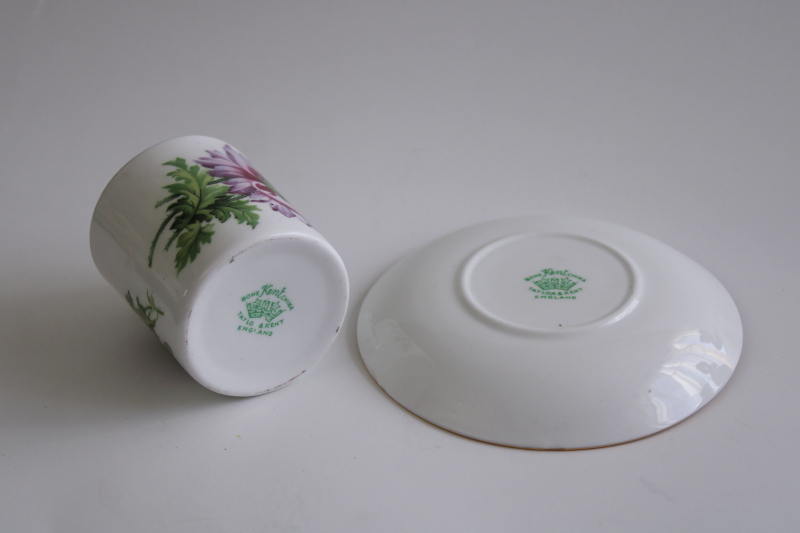 Taylor  Kent vintage English bone china demitasse cup  saucer lavender poppy flower