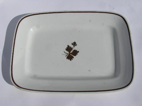 Tea Leaf copper luster antique vintage white ironstone china rectangular platters