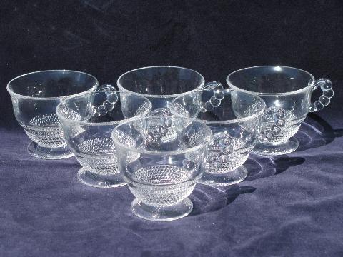 Teardrop pattern vintage Duncan and Miller elegant glass footed cups