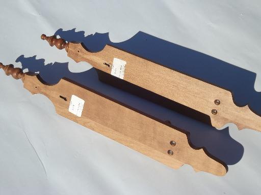 Tell City label maple wall sconces, vintage hardwood candle sconce pair