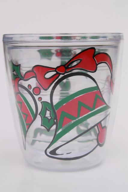 Tervis style clear plastic insulated tumblers, Christmas Santa holiday drinking glasses