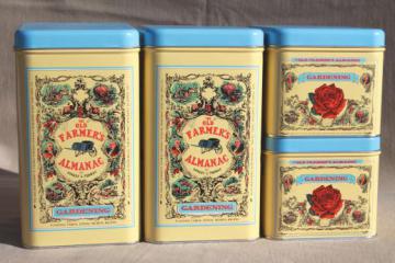 The Old Farmer's Almanac metal canisters, garden or kitchen canister set
