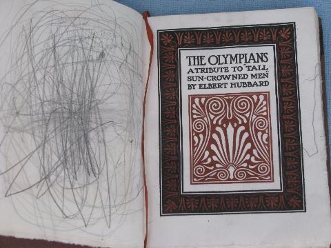 The Olympians / Elbert Hubbard, 1920s Roycrofters book, leather trim