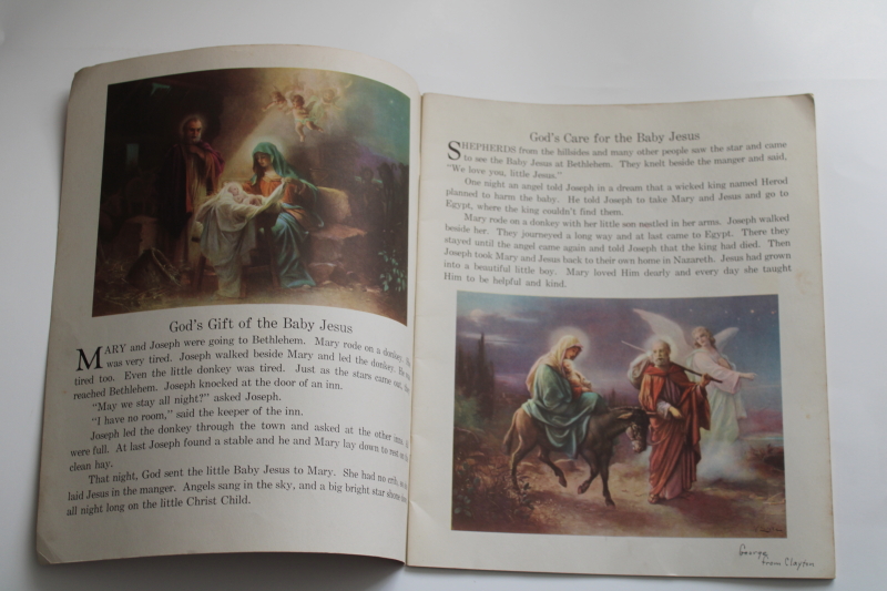 The Story of Jesus vintage 1930s Saalfield book large religious prints