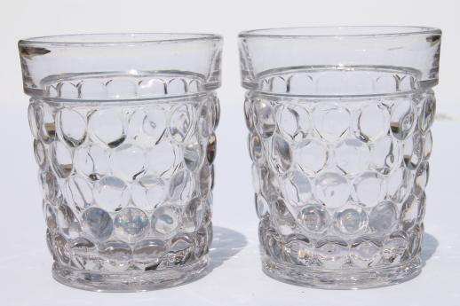 Thousand eye pattern clear bubble glass tumblers, vintage drinking glasses