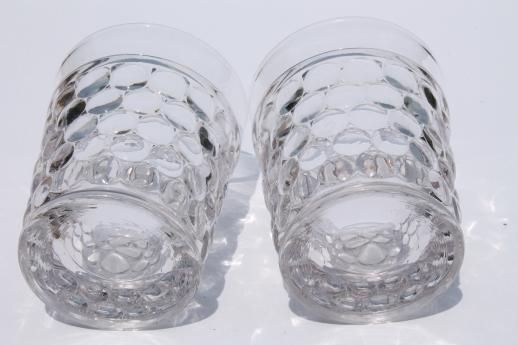 Thousand eye pattern clear bubble glass tumblers, vintage drinking glasses